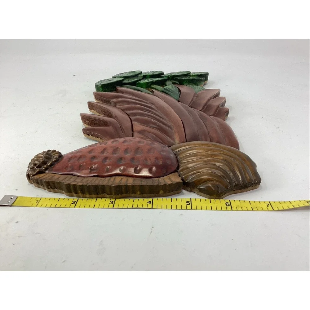 VTG Carved Wooden Tropical Botanical Wall Art Bohemian Decor Lot Of Two 11